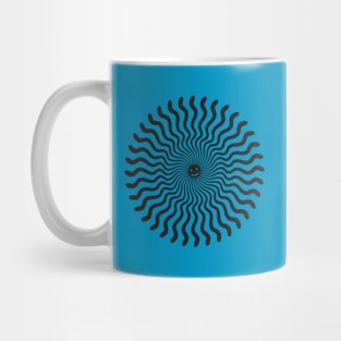 Sun ray with a smile, in black.  Mug